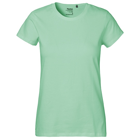 T-shirt Damski Klasyczny Bawelniany NE80001 - Dusty Mint