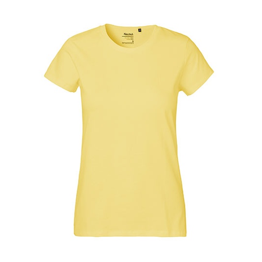 T-shirt Damski Klasyczny Bawelniany NE80001 - Dusty Yellow