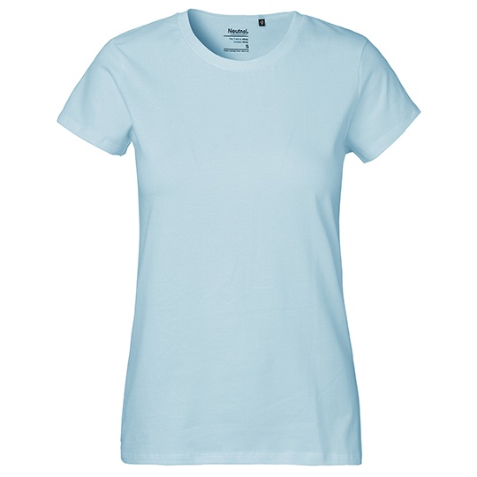 T-shirt Damski Klasyczny Bawelniany NE80001 - Light Blue