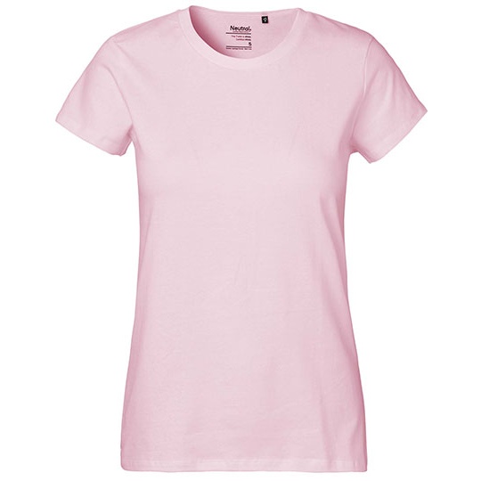 T-shirt Damski Klasyczny Bawelniany NE80001 - Light Pink