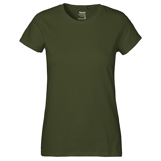 T-shirt Damski Klasyczny Bawelniany NE80001 - Military