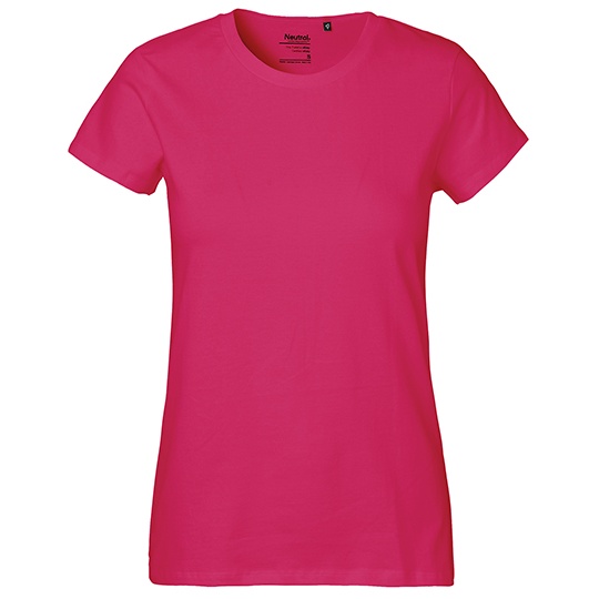 T-shirt Damski Klasyczny Bawelniany NE80001 - Pink