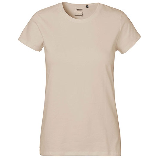 T-shirt Damski Klasyczny Bawelniany NE80001 - Sand