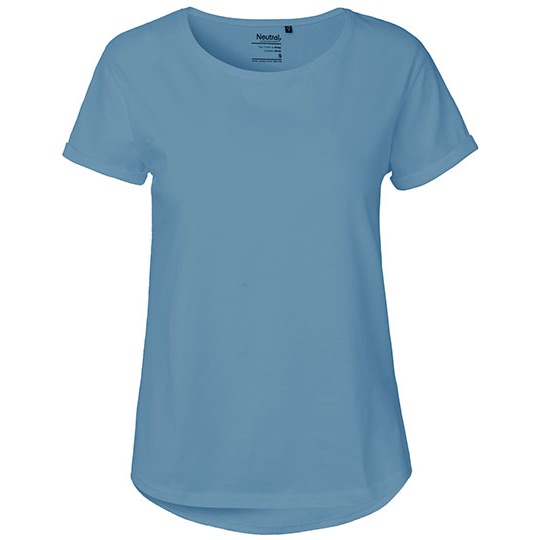 T-shirt Damski Dopasowany Bawełna Organiczna NE80012 - Dusty Indigo