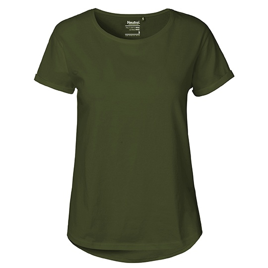 T-shirt Damski Dopasowany Bawełna Organiczna NE80012 - Military