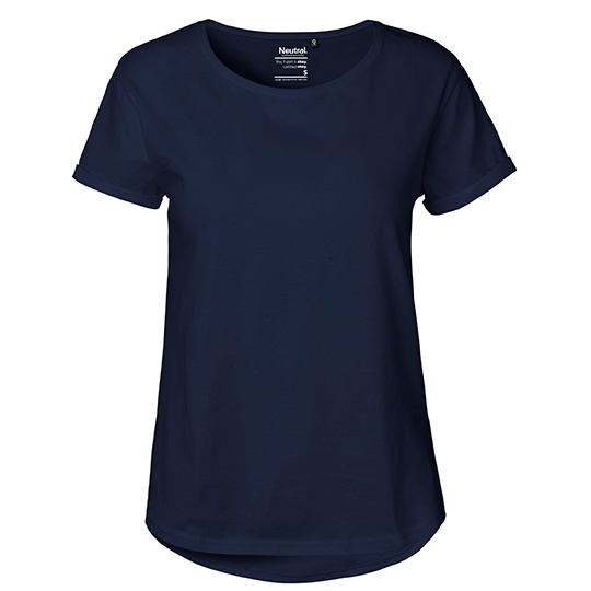 T-shirt Damski Dopasowany Bawełna Organiczna NE80012 - Navy