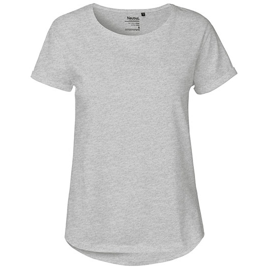 Damski T-shirt z wywiniętymi rękawami NE80012 - Sport Grey