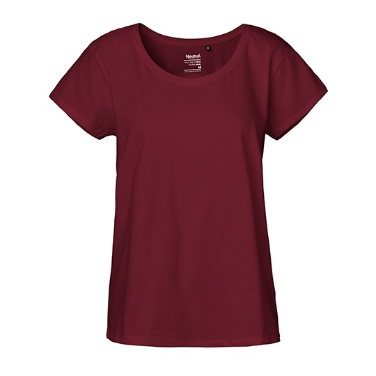 T-shirt Damski Oversize Bawełna Organiczna NE81003 - Bordeaux