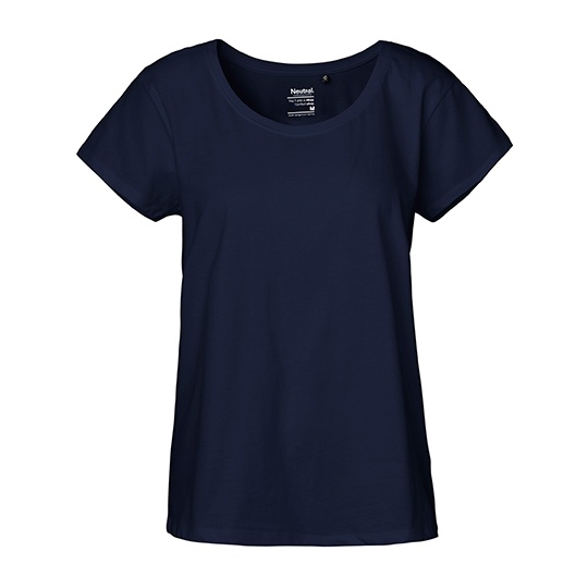 T-shirt Damski Oversize Bawełna Organiczna NE81003 - Navy