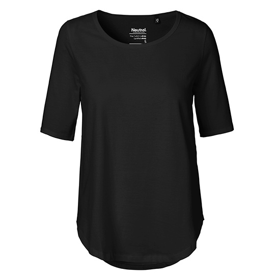 T-shirt Damski Klasyczny Bawelna Czesana NE81004 - Black