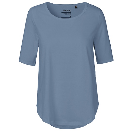 T-shirt Damski Klasyczny Bawelna Czesana NE81004 - Dusty Indigo