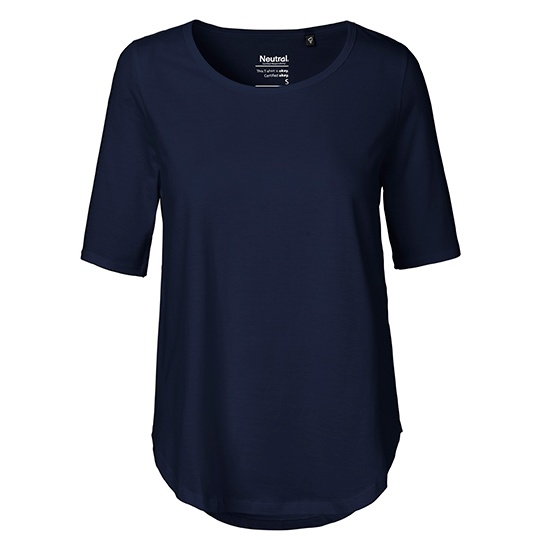 T-shirt Damski Klasyczny Bawelna Czesana NE81004 - Navy