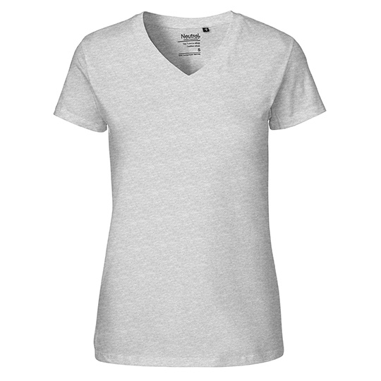 Damski T-shirt z dekoltem V NE81005 - Sport Grey