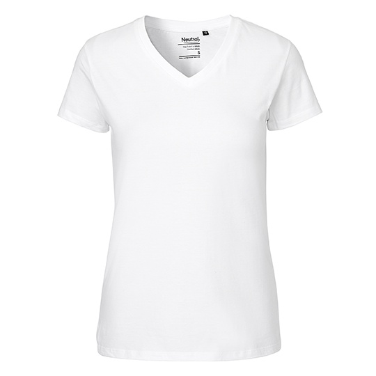 Damski T-shirt z dekoltem V NE81005 - White