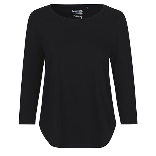 Damski T-shirt z rekawem 3/4 NE81006 - Black