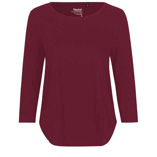 Damski T-shirt z rękawem 3/4 NE81006 - Bordeaux