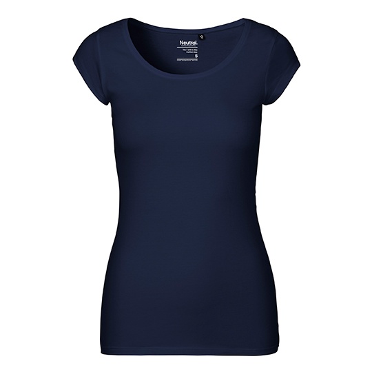Damski t-shirt slim NE81010 - Navy