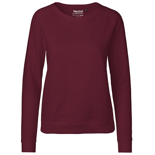 Bluza Damska Klasyczna Raglanowa Bawelniana Ekologiczna NE83001 - Bordeaux