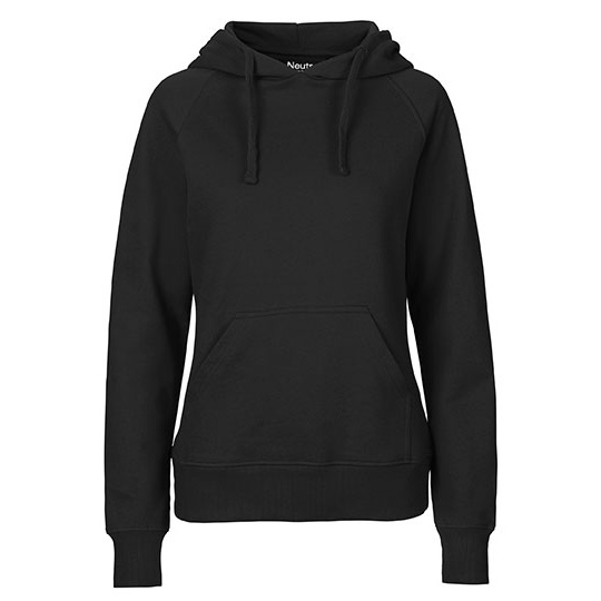 Bluza z kapturem Damska Klasyczna Bawelna Organiczna Fairtrade NE83101 - Black