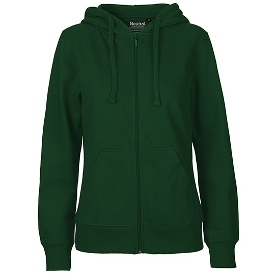 Bluza Damska z Kapturem Rozpinana Bawelniana NE83301 - Bottle Green