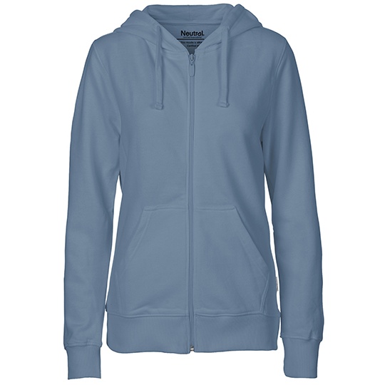 Bluza Damska z Kapturem Rozpinana Bawełniana NE83301 - Dusty Indigo