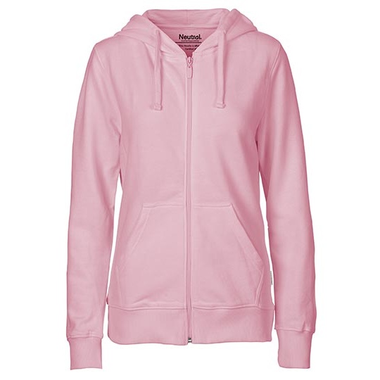 Bluza Damska z Kapturem Rozpinana Bawelniana NE83301 - Light Pink