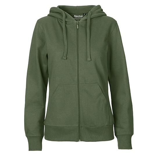 Bluza Damska z Kapturem Rozpinana Bawełniana NE83301 - Military