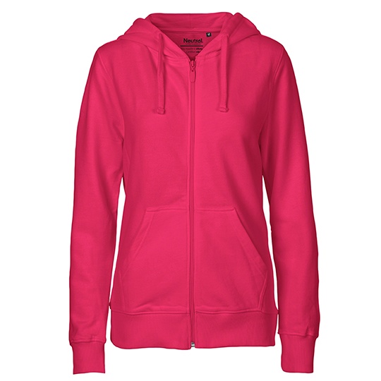 Bluza Damska z Kapturem Rozpinana Bawelniana NE83301 - Pink