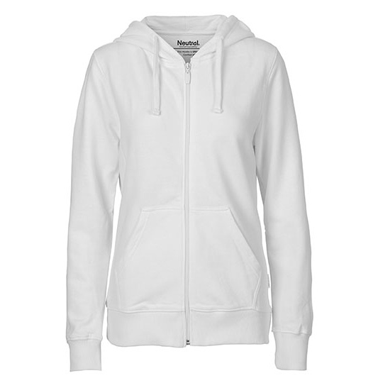 Bluza Damska z Kapturem Rozpinana Bawelniana NE83301 - White