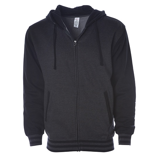 Bluza Unisex na Zamek z Kapturem Polar Bawelna Poliester NP351 - Charcoal Heather & Black