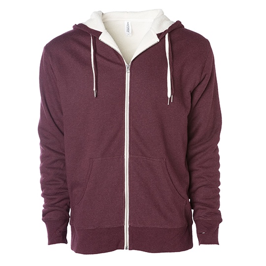 Bluza Unisex z Kapturem Dekatyzowana Frotte Sherpa NP352 - Burgundy Heather & Natural