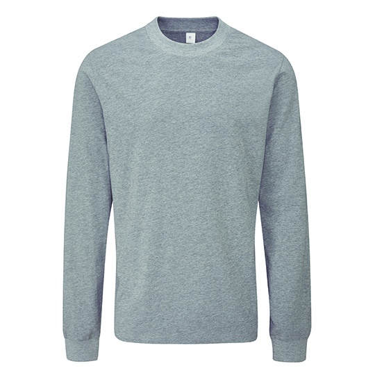 T-Shirt z Dlugim Rekawem Luzny Bawelna Organiczna P06 - Heather Grey Melange
