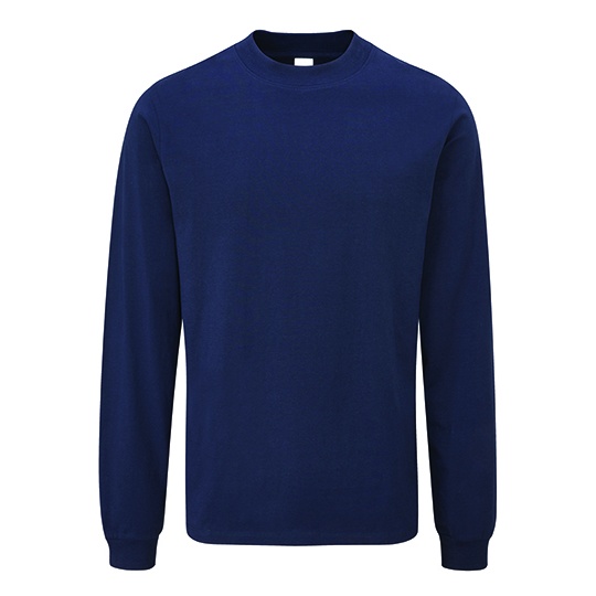 T-Shirt z Dlugim Rekawem Luzny Bawelna Organiczna P06 - Navy