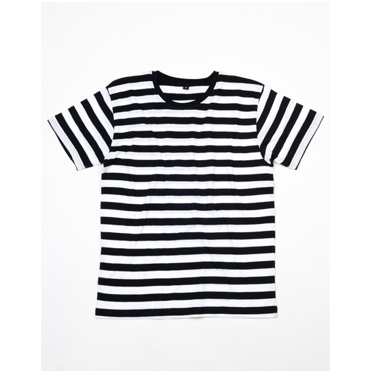 T-shirt Meski Klasyczny Bawelna Organiczna Paski P109s - Black & White