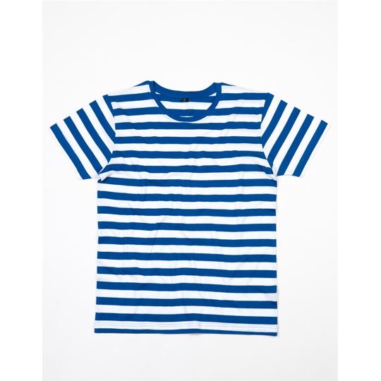 T-shirt Męski Klasyczny Bawełna Organiczna Paski P109s - Classic Blue & White