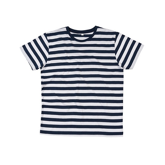 T-shirt Meski Klasyczny Bawelna Organiczna Paski P109s - Navy & White