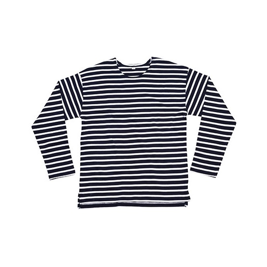 Bluza Unisex Obnizone Ramiona Bawelna Organiczna Paski P136 - Navy & White