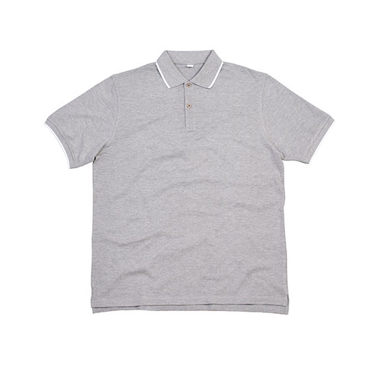 Koszulka Polo Przedluzony Tyl Pika Bawelniana P191 - Heather Grey Melange & White
