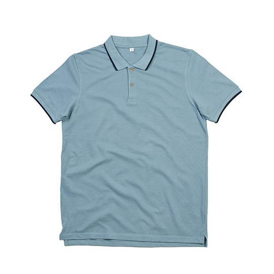 Koszulka Polo Przedluzony Tyl Pika Bawelniana P191 - Light Denim & Navy