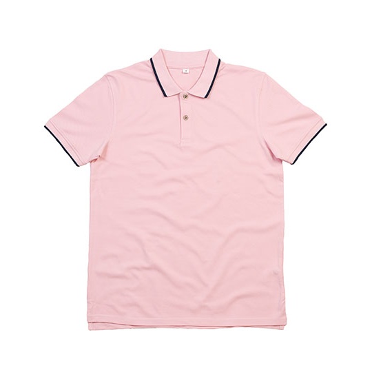 Koszulka Polo Przedluzony Tyl Pika Bawelniana P191 - Soft Pink & Navy