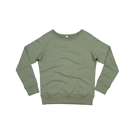 Bluza Damska Klasyczna Raglanowa French Terry Bawelna Organiczna P77 - Soft Olive