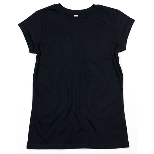 T-shirt Damski Dopasowany Dlugi Bawelna Organiczna P81 - Black