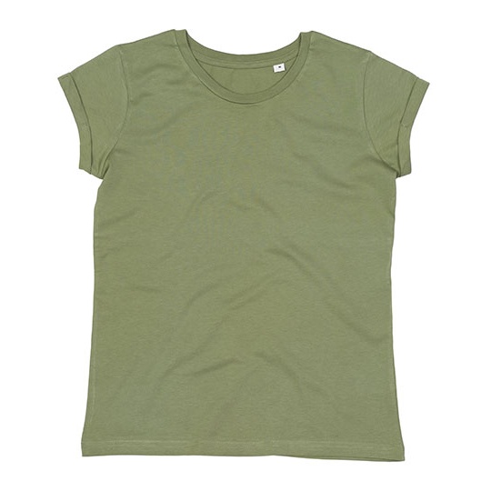 T-shirt Damski Dopasowany Dlugi Bawelna Organiczna P81 - Soft Olive