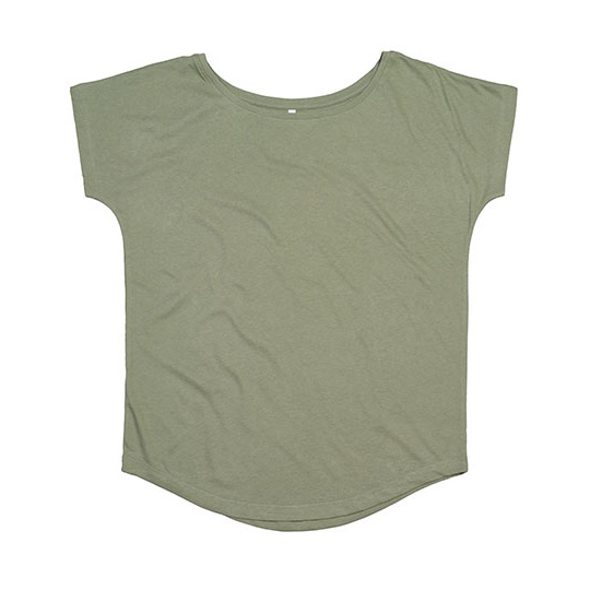 T-shirt Damski Oversize Bawełna Czesana P91 - Soft Olive