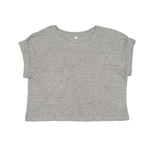 Damski T-shirt Crop Oversize P96 - Heather Grey Melange