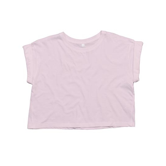 Damski T-shirt Crop Oversize P96 - Soft Pink