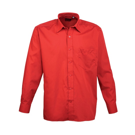 Męska koszula klasyczna z długim rękawem PW200 - Red