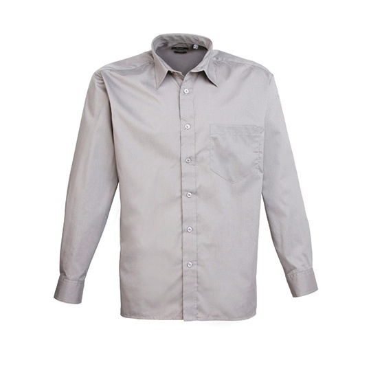 Męska koszula z długim rękawem PW200 - Silver (ca. Pantone Cool Gray 7C)