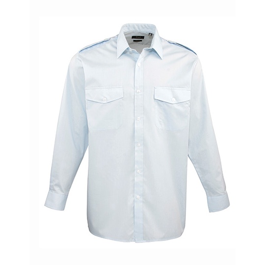 Koszula Pilotka Meska Dlugi Rekaw Popelina PW210 - Light Blue (ca. Pantone 2717C)