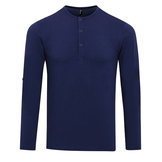Koszulka Meska Dlugi Rekaw Guziki PW218 - Indigo (ca. Pantone 2380C)